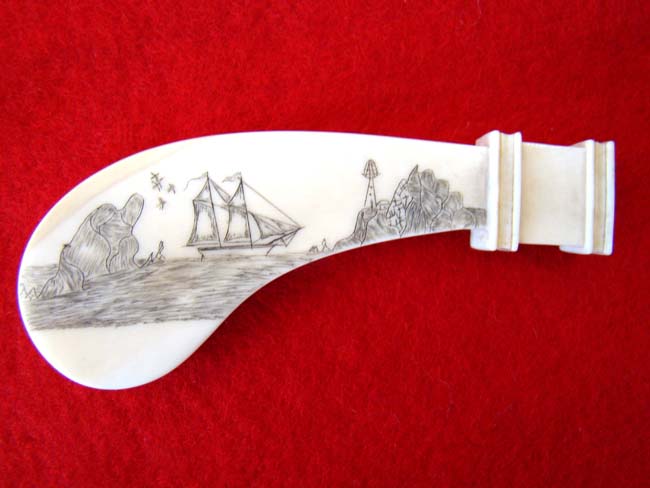 A 19th century sailor-made scrimshawed whale ivory pie crimper handle — image 2